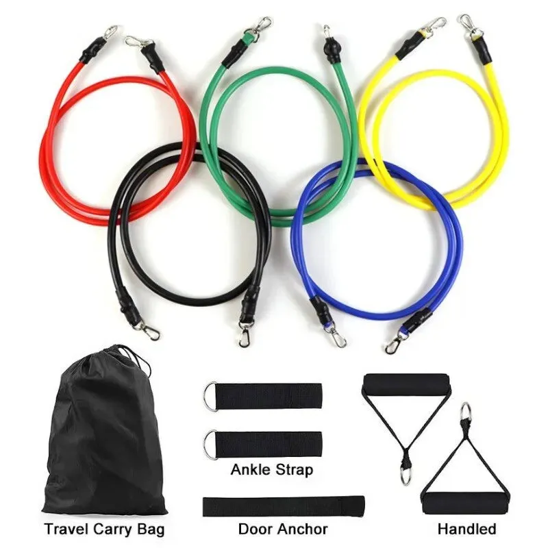 11 Piece Resistance Band Set with Ankle Strap Chest Expander and More