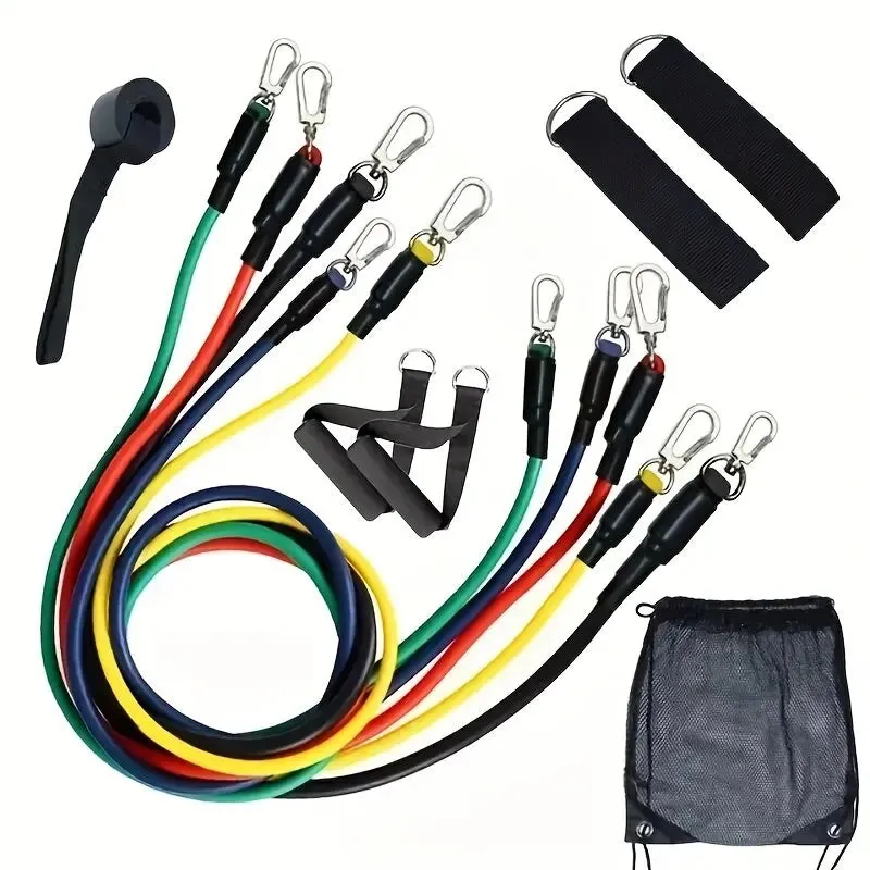 11 Piece Resistance Band Set with Ankle Strap Chest Expander and More