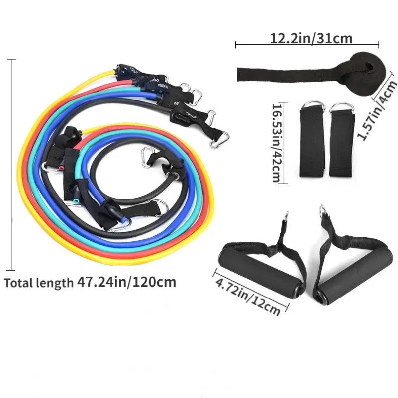 11 Piece Resistance Band Set with Ankle Strap Chest Expander and More
