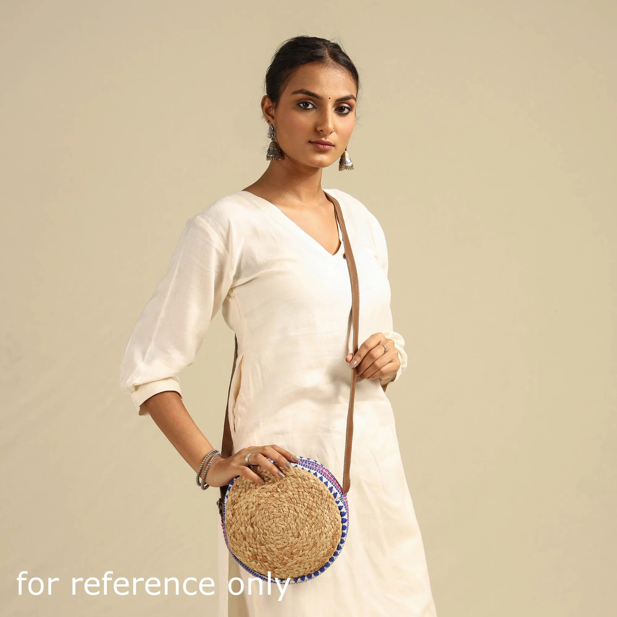 Beige - Handcrafted Multipurpose Jute Round Hand Bag