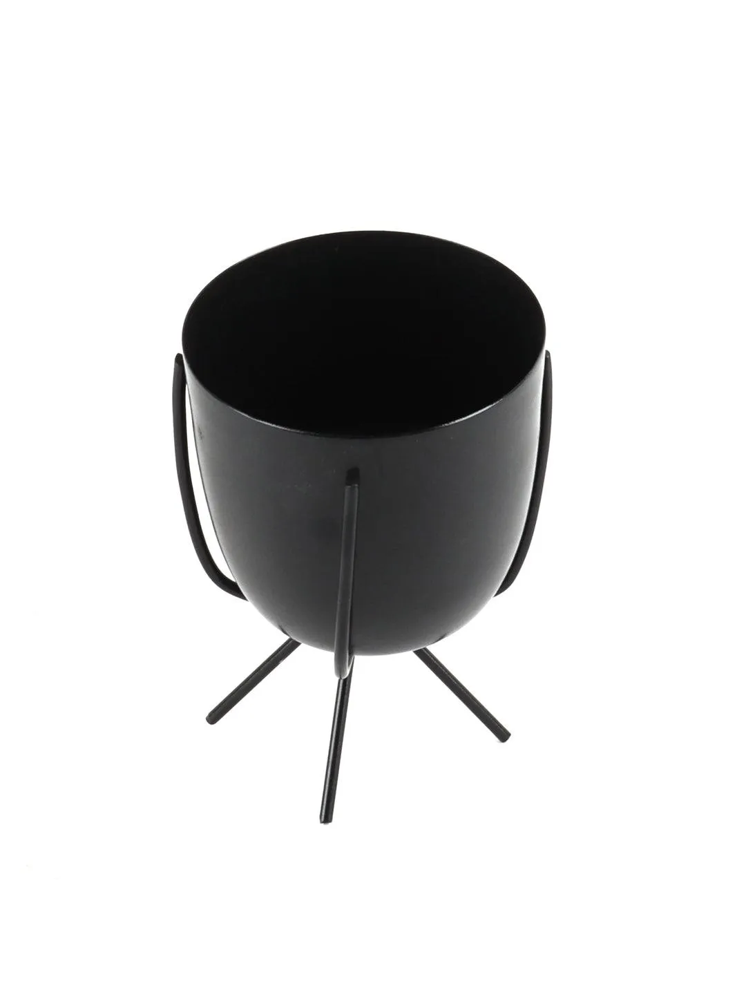 Black Metal Planter with Stand (Set of 2)