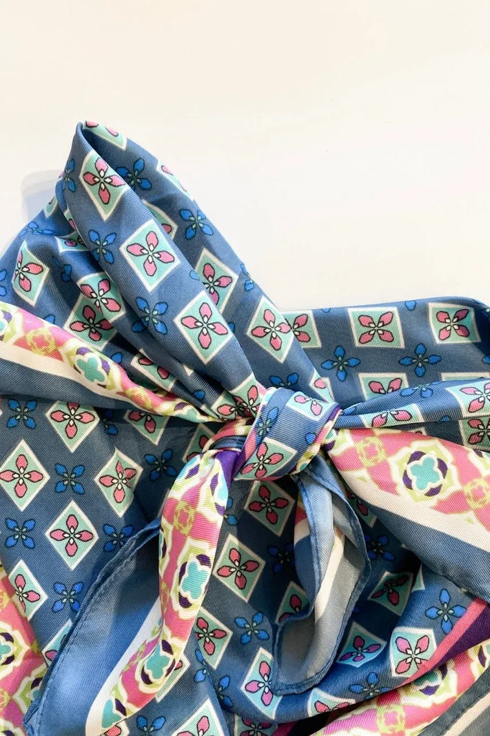 BLUE PEACOCK FLORAL BANDANA