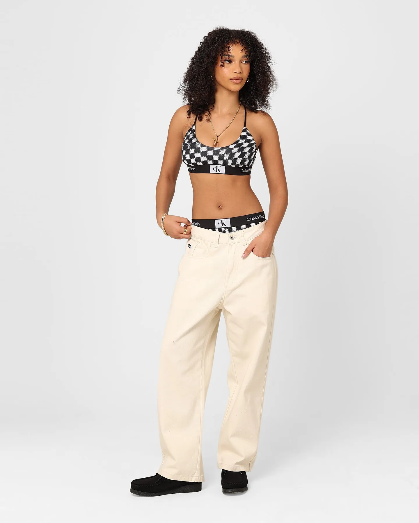 Calvin Klein Women's 1996 Cotton Modern Thong Checkerboard/Black