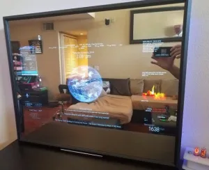 Framed Google Assistant Smart Mirror-32" Samsung 4K QLED in 24"X30"X2.5" Black Frame