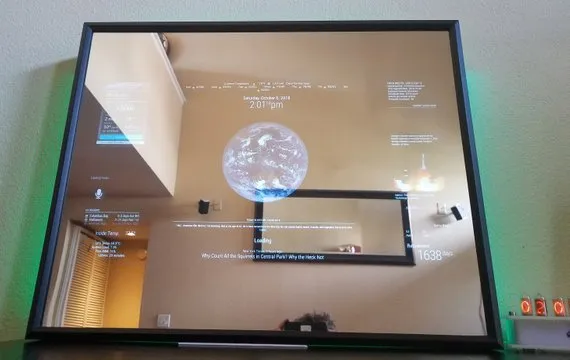 Framed Google Assistant Smart Mirror-32" Samsung 4K QLED in 24"X30"X2.5" Black Frame