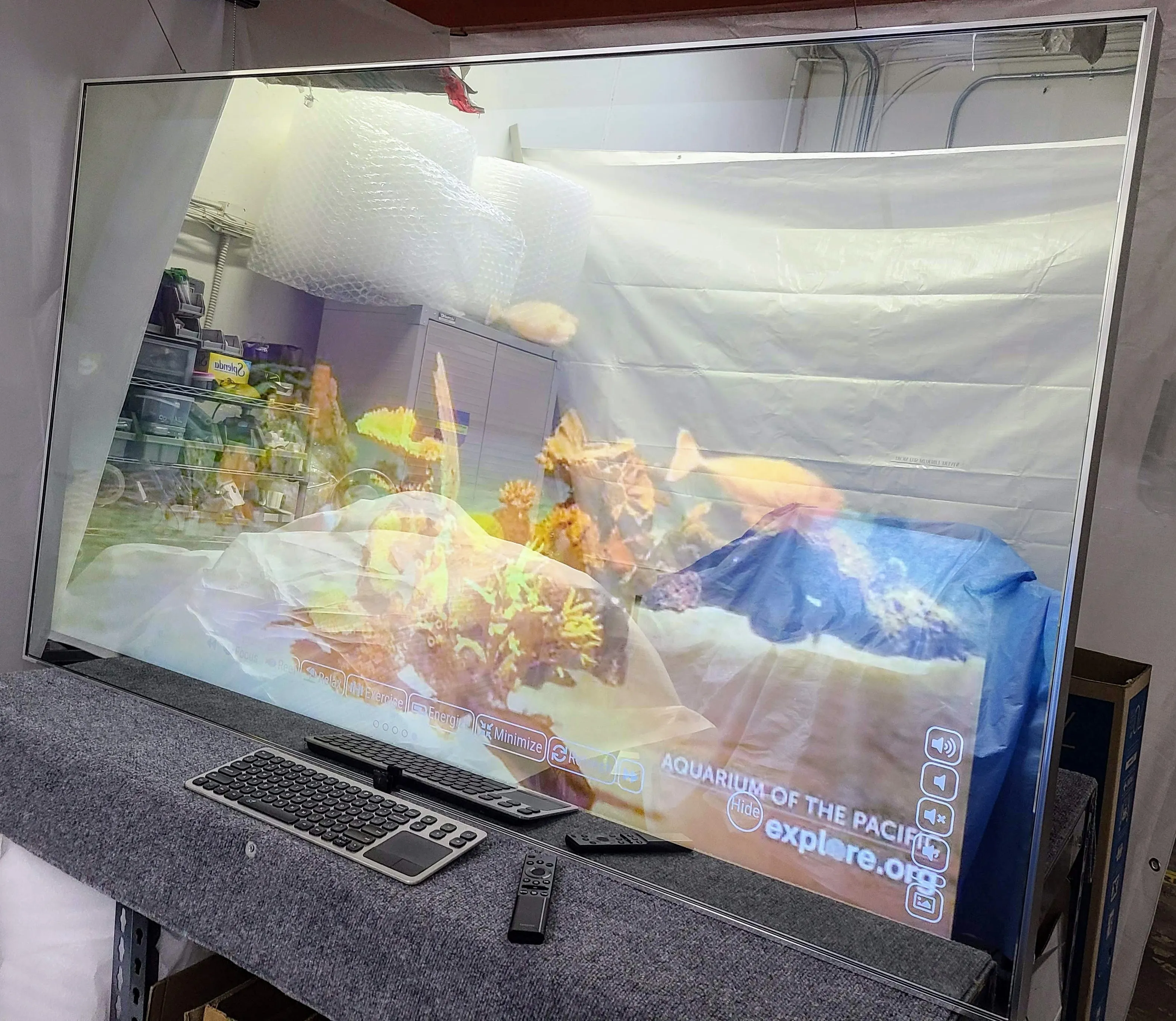 Framed Google Assistant Smart Mirror - 65" Samsung 4K QLED in a sleek 60" X 36" X 2" Aluminum Frame