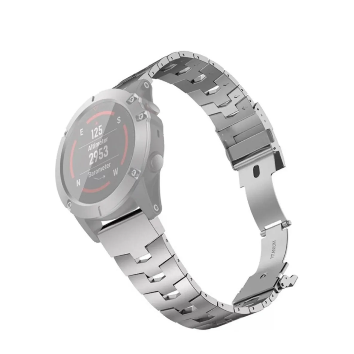 Garmin stainless steel bracelet with butterfly clasp with 22mm quick release (joint circumference: 220mm) - silver