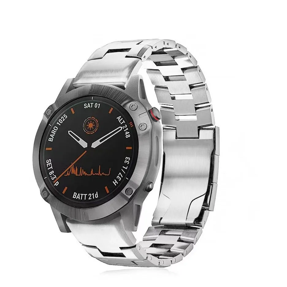 Garmin stainless steel bracelet with butterfly clasp with 22mm quick release (joint circumference: 220mm) - silver