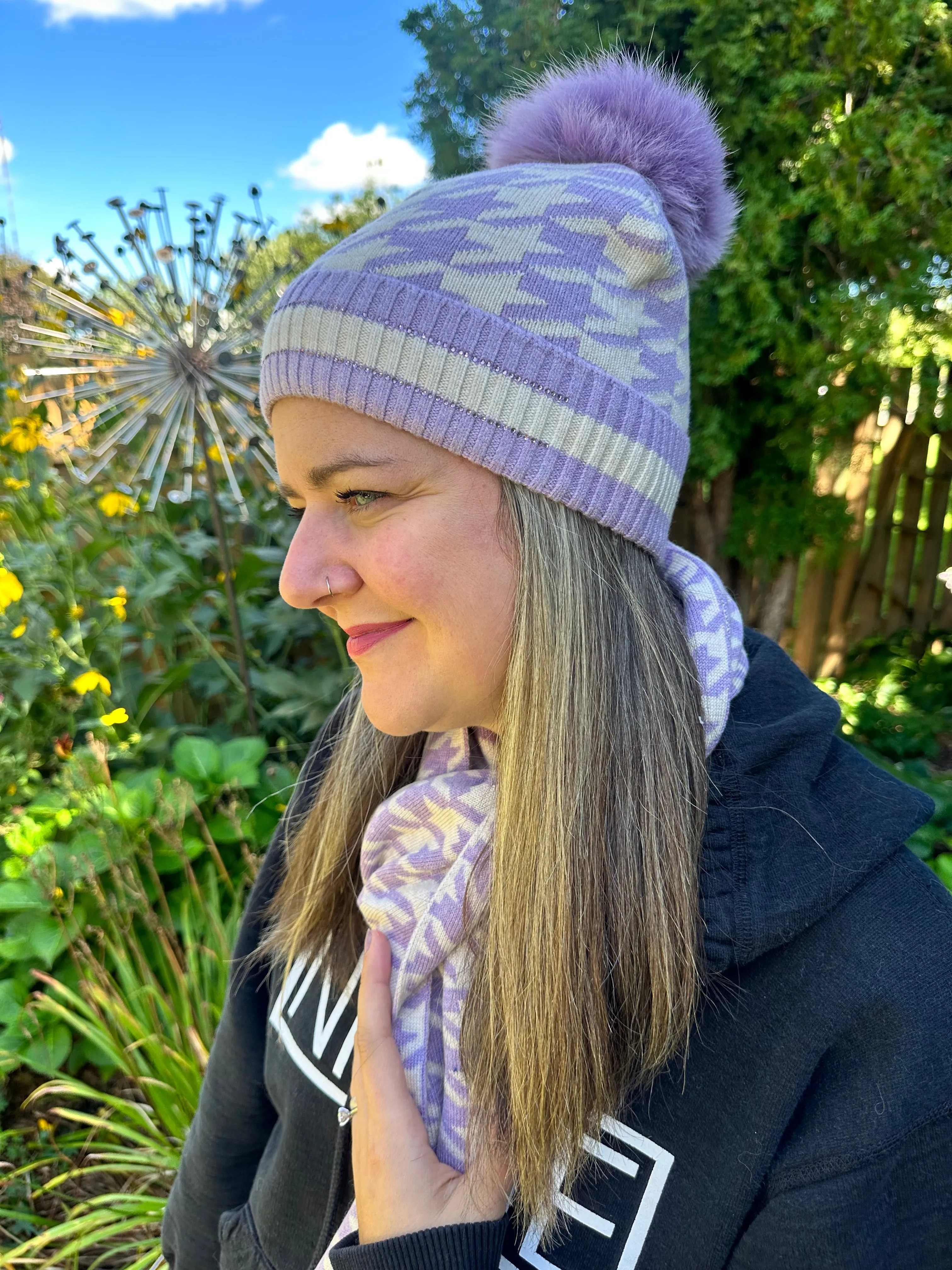 Lilac Houndstooth Scarf