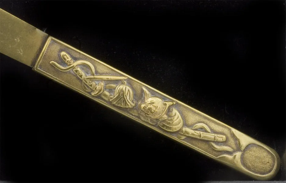 mior250gh-Vintage brass Japanese letter opener