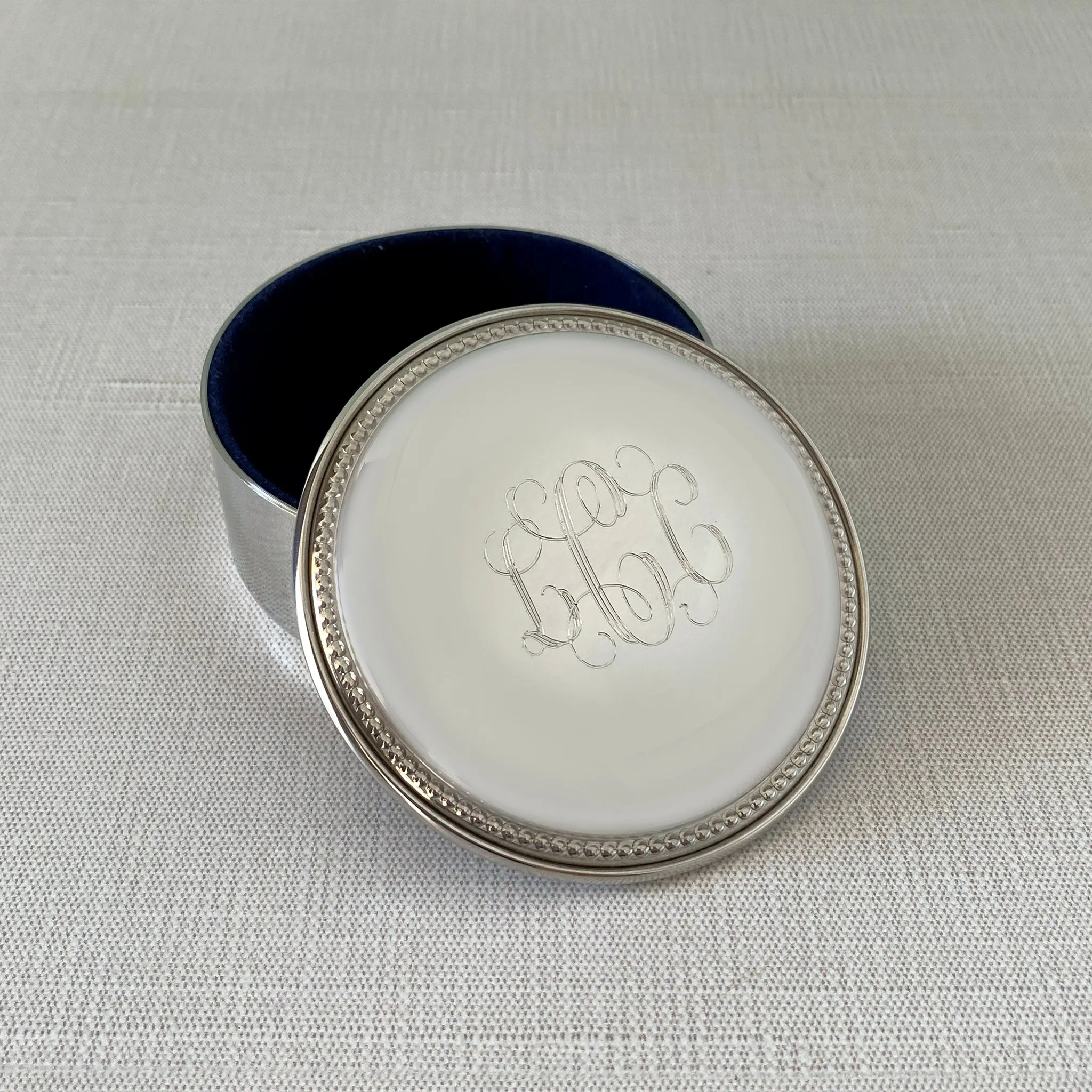 Pewter Round Beaded Jewelry Box